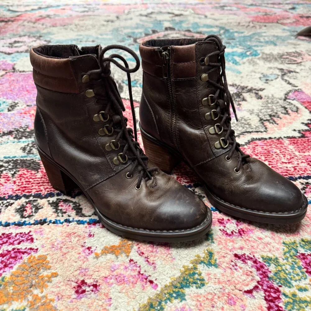 Born Descent Brown Leather Hiker Bootie Womens size 8.5 - Picture 6 of 6